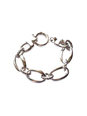 Puffy Electroform Sterling Silver 925 Link Statement Bracelet Estate Find 7.5"